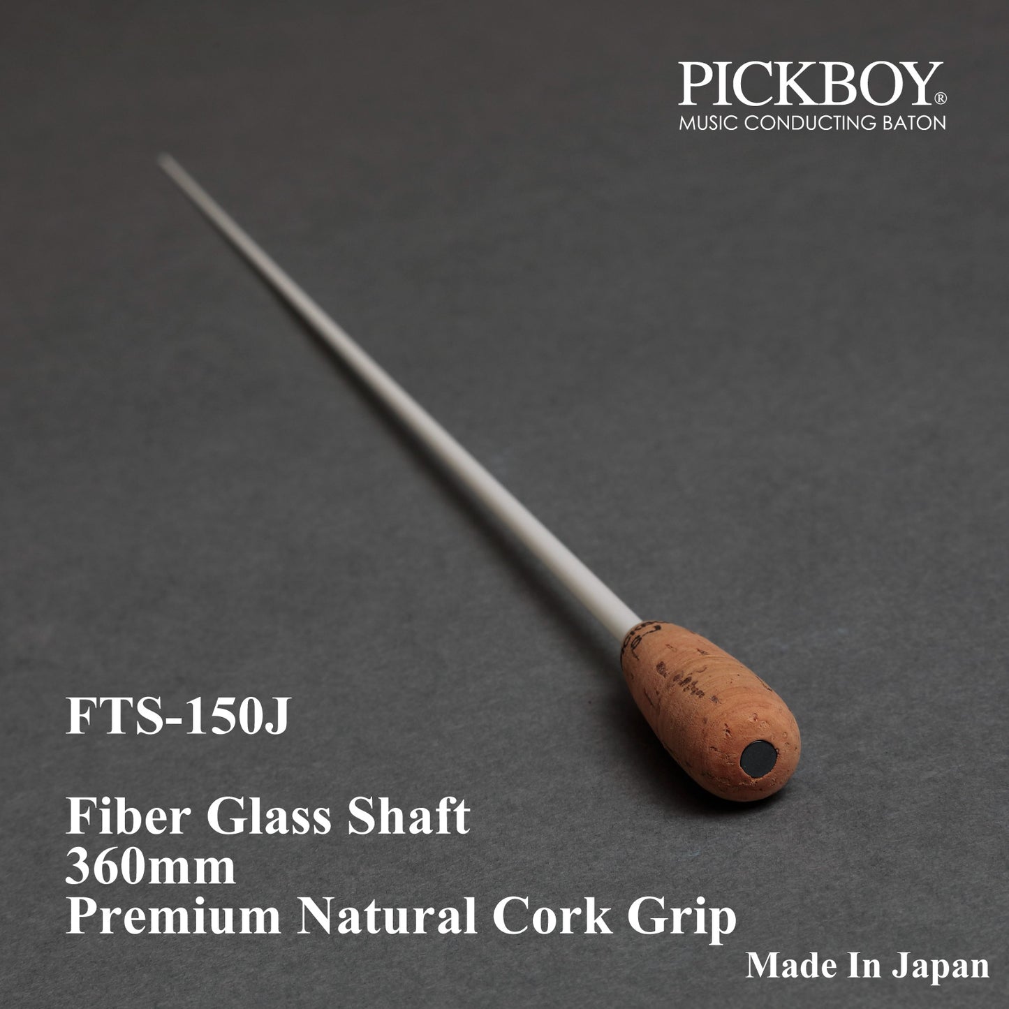 PICKBOY Taktstock FTS-150J | Fiberglasschaft &amp; Naturkorkgriff | 360mm