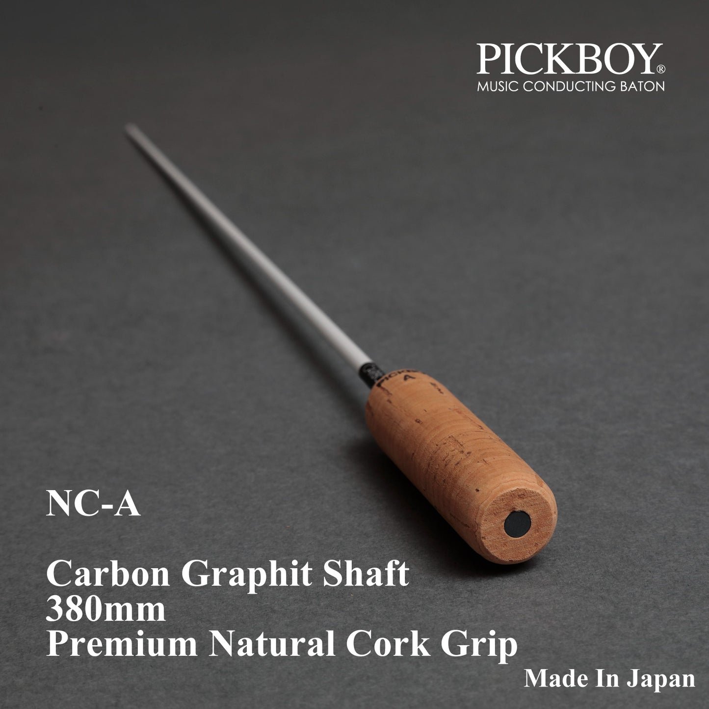 PICKBOY Taktstock NC-A | Schaft aus Carbon-Graphit &amp; Griff aus Naturkork | 380mm