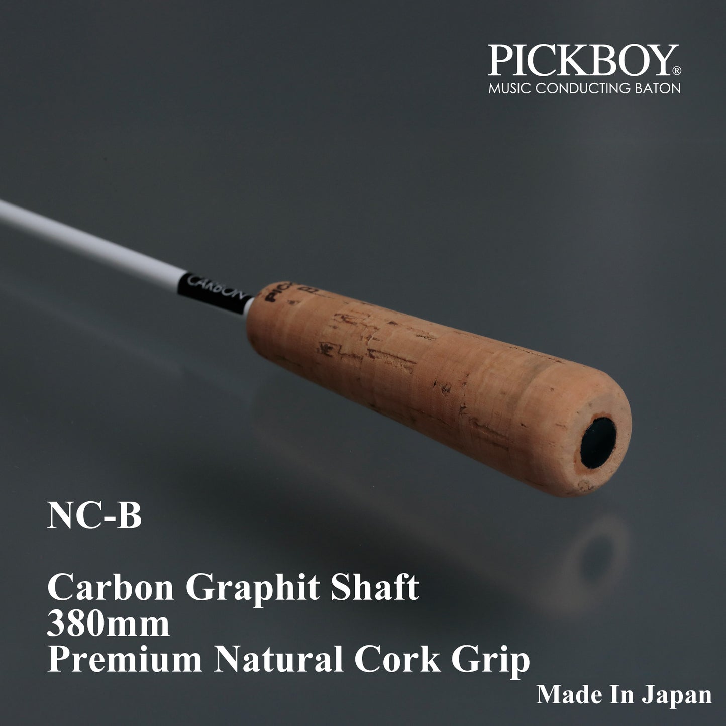 PICKBOY Taktstock NC-B | Schaft aus Carbon-Graphit &amp; Griff aus Naturkork | 380mm