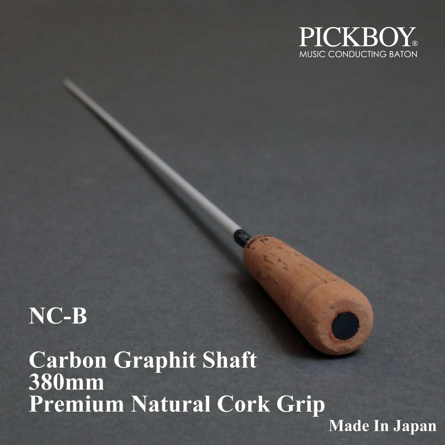 PICKBOY Taktstock NC-B | Schaft aus Carbon-Graphit &amp; Griff aus Naturkork | 380mm