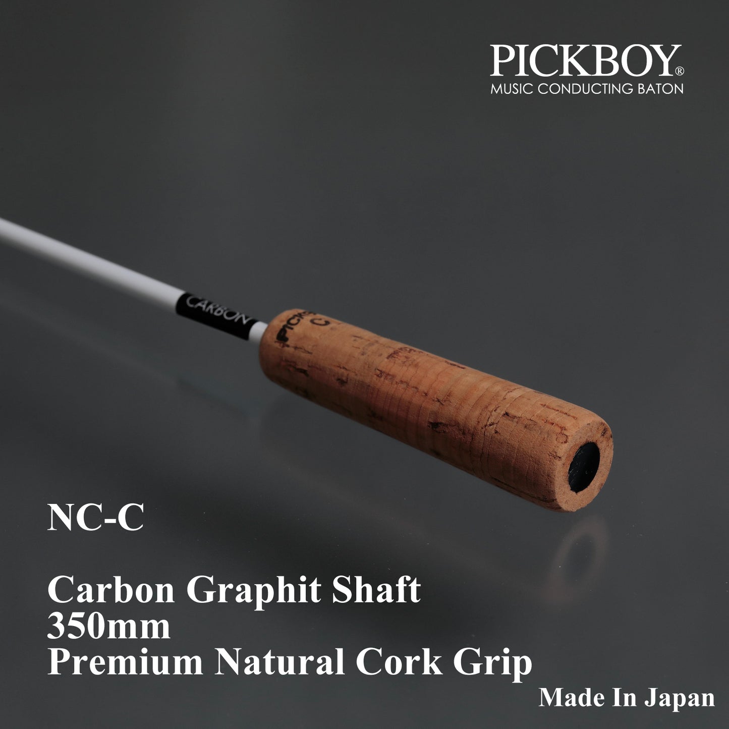 PICKBOY Taktstock NC-C | Schaft aus Carbon-Graphit &amp; Griff aus Naturkork | 350mm