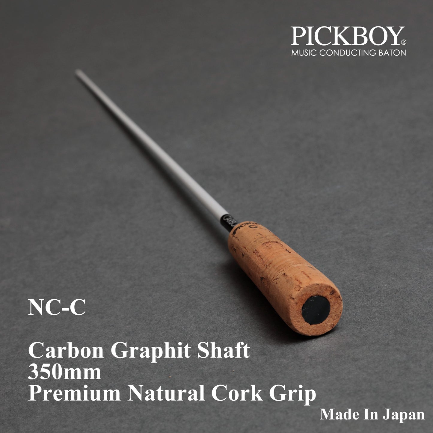 PICKBOY Conductor's Baton NC-C | Carbon Graphite Shaft &amp; Natural Cork Grip | 350mm