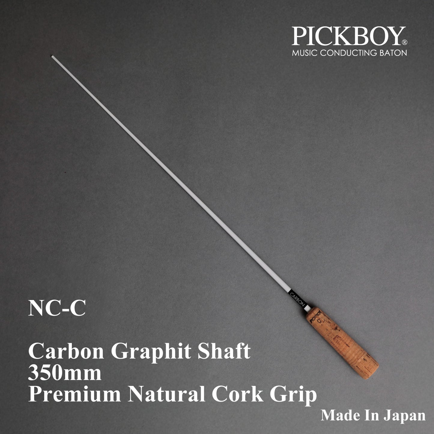 PICKBOY Conductor's Baton NC-C | Carbon Graphite Shaft &amp; Natural Cork Grip | 350mm