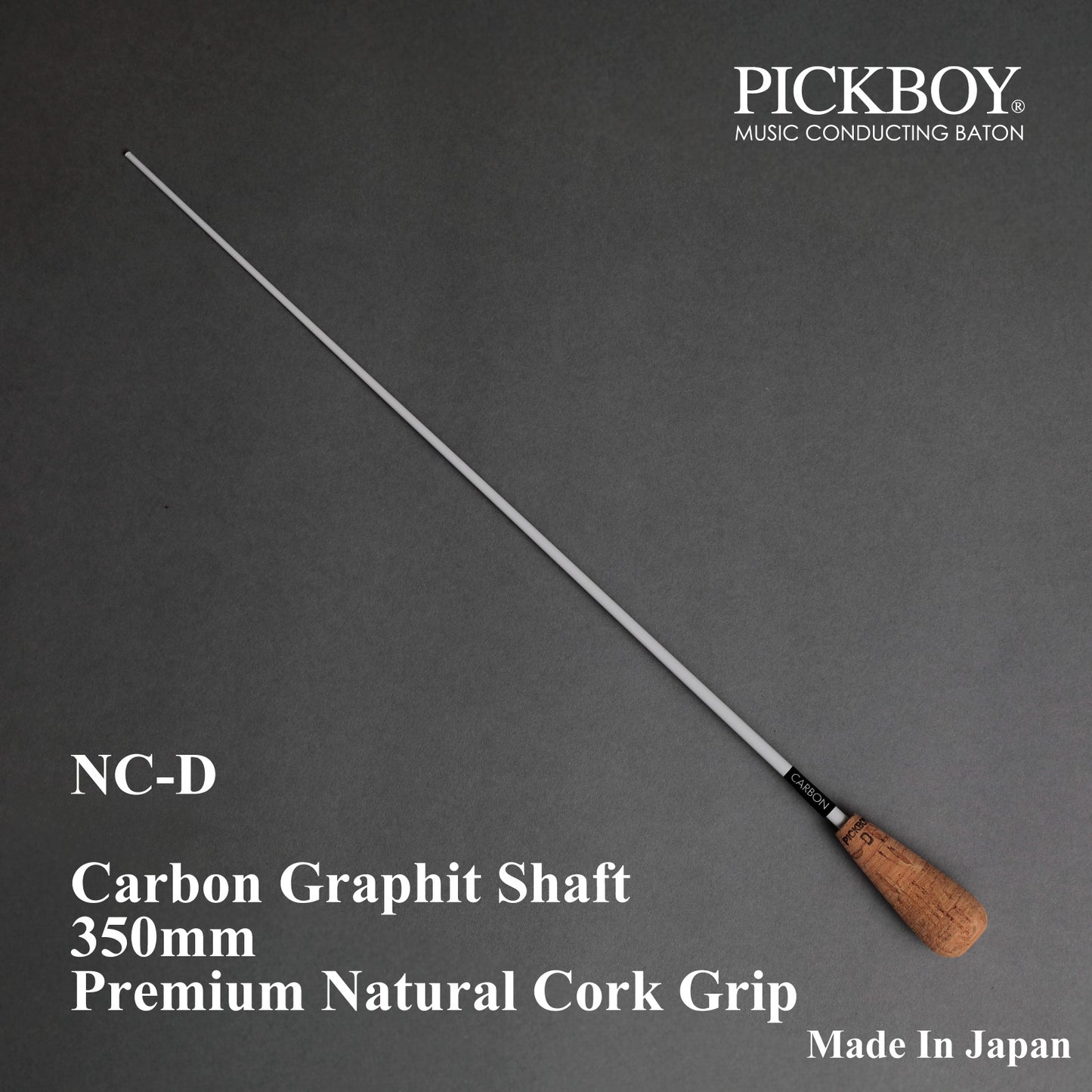 PICKBOY Conductor's Baton NC-D | Carbon Graphite Shaft &amp; Natural Cork Grip | 350mm