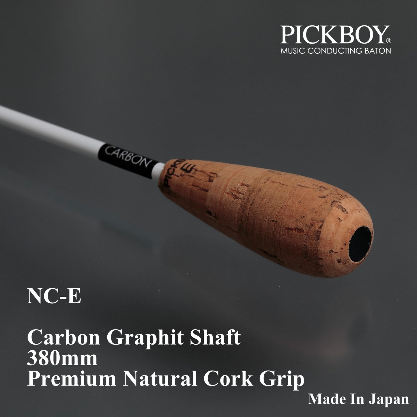 PICKBOY Conductor's Baton NC-E | Carbon Graphite Shaft &amp; Natural Cork Grip | 380mm