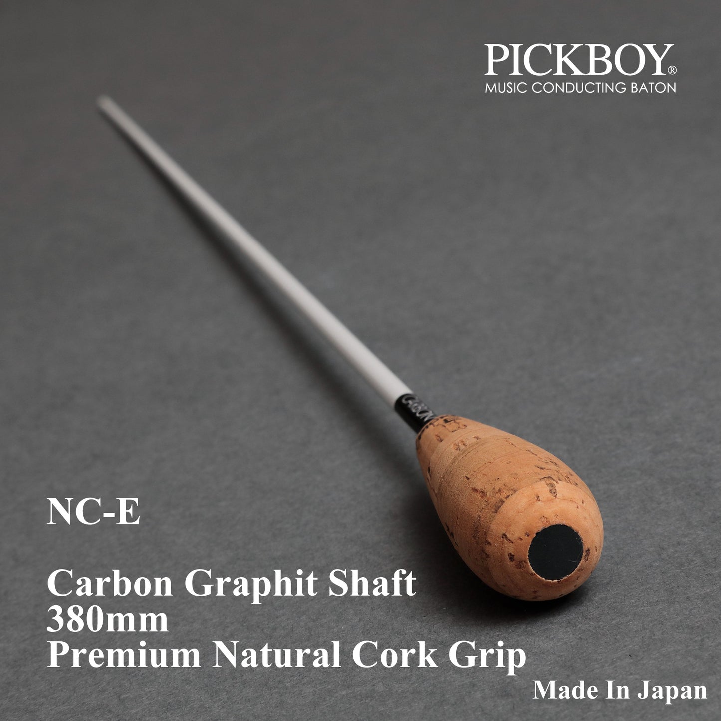 PICKBOY Conductor's Baton NC-E | Carbon Graphite Shaft &amp; Natural Cork Grip | 380mm