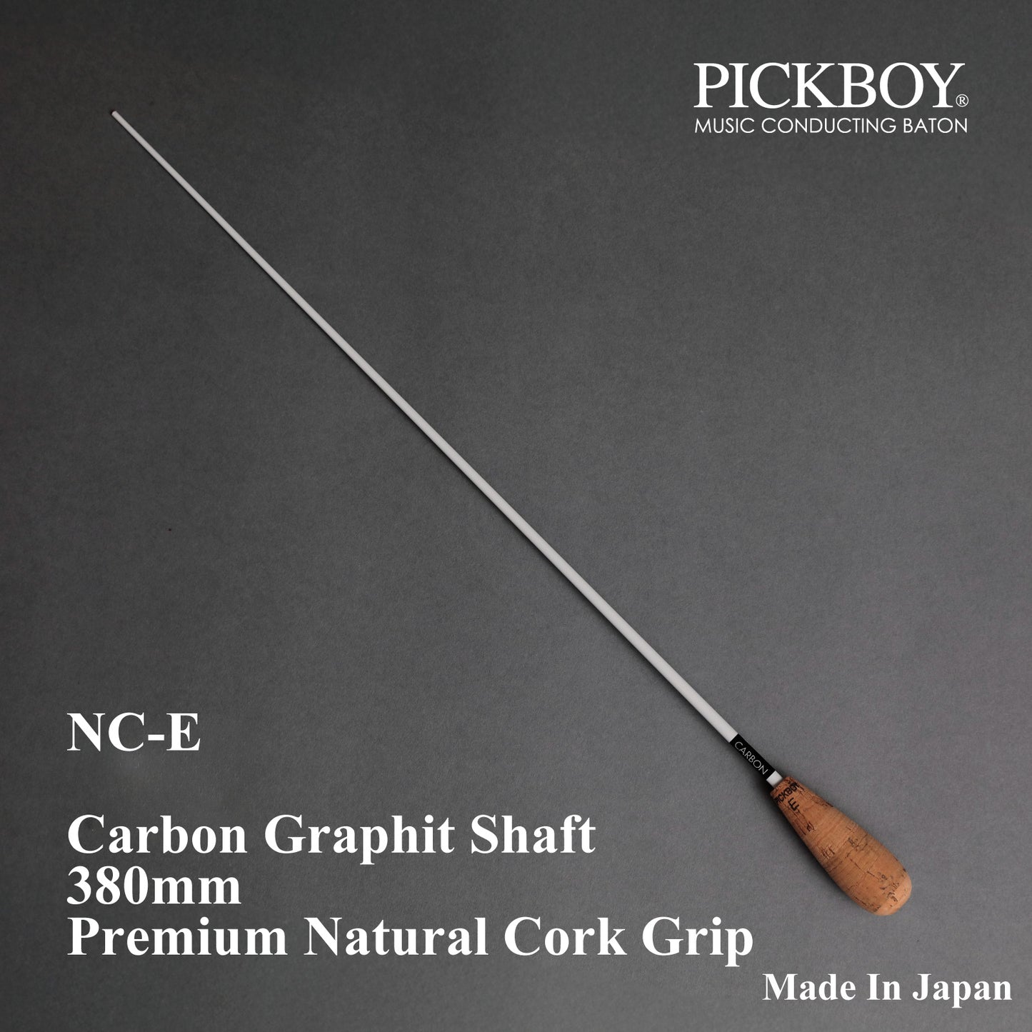 PICKBOY Conductor's Baton NC-E | Carbon Graphite Shaft &amp; Natural Cork Grip | 380mm