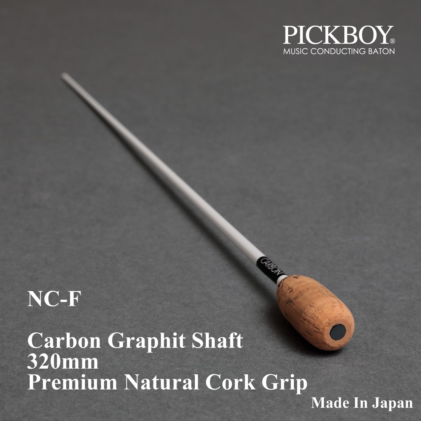 PICKBOY Conductor's Baton NC-F | Carbon Graphite Shaft &amp; Natural Cork Grip | 320mm