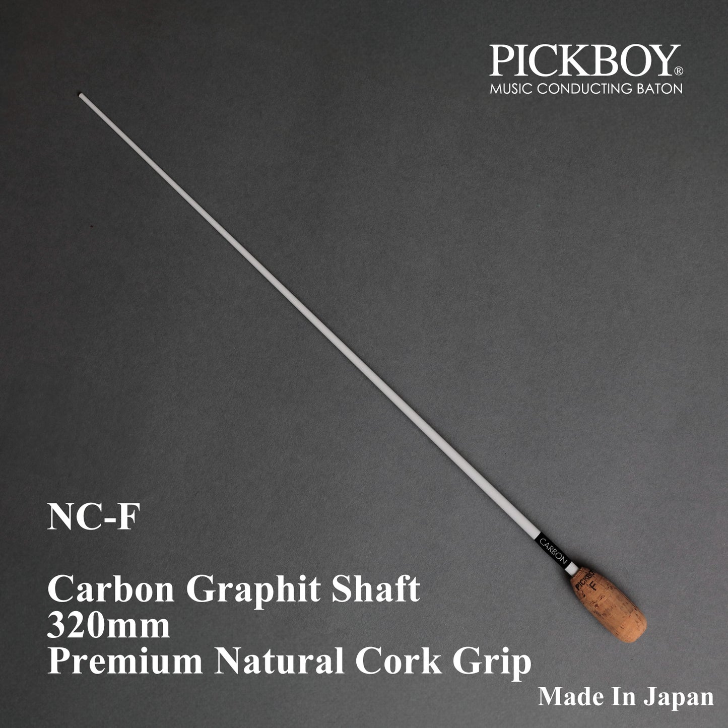 PICKBOY Conductor's Baton NC-F | Carbon Graphite Shaft &amp; Natural Cork Grip | 320mm