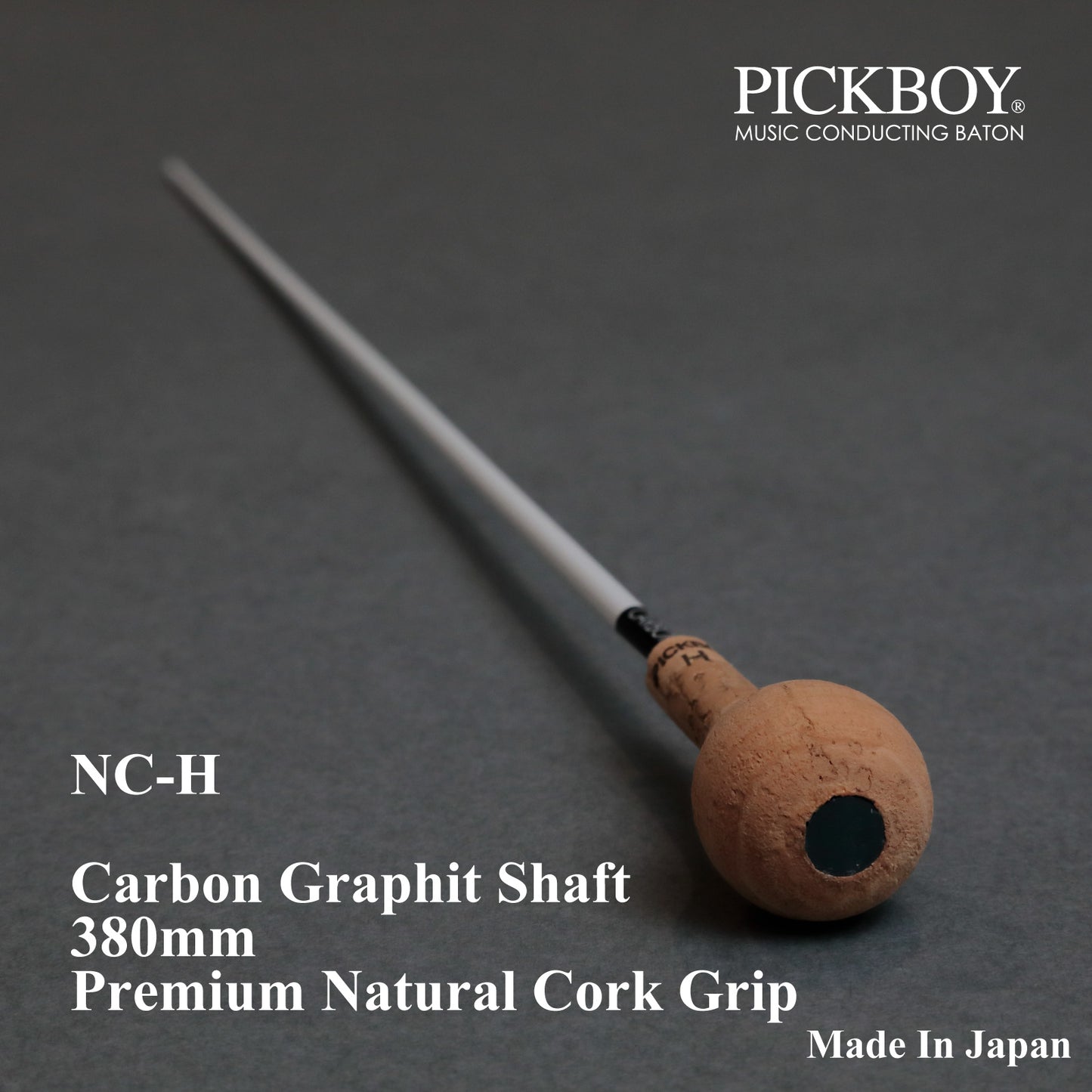 PICKBOY Taktstock NC-H | Schaft aus Carbon-Graphit &amp; Griff aus Naturkork | 380mm