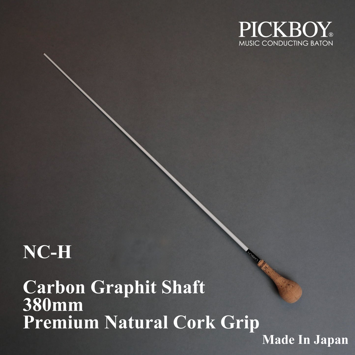 PICKBOY Taktstock NC-H | Schaft aus Carbon-Graphit &amp; Griff aus Naturkork | 380mm