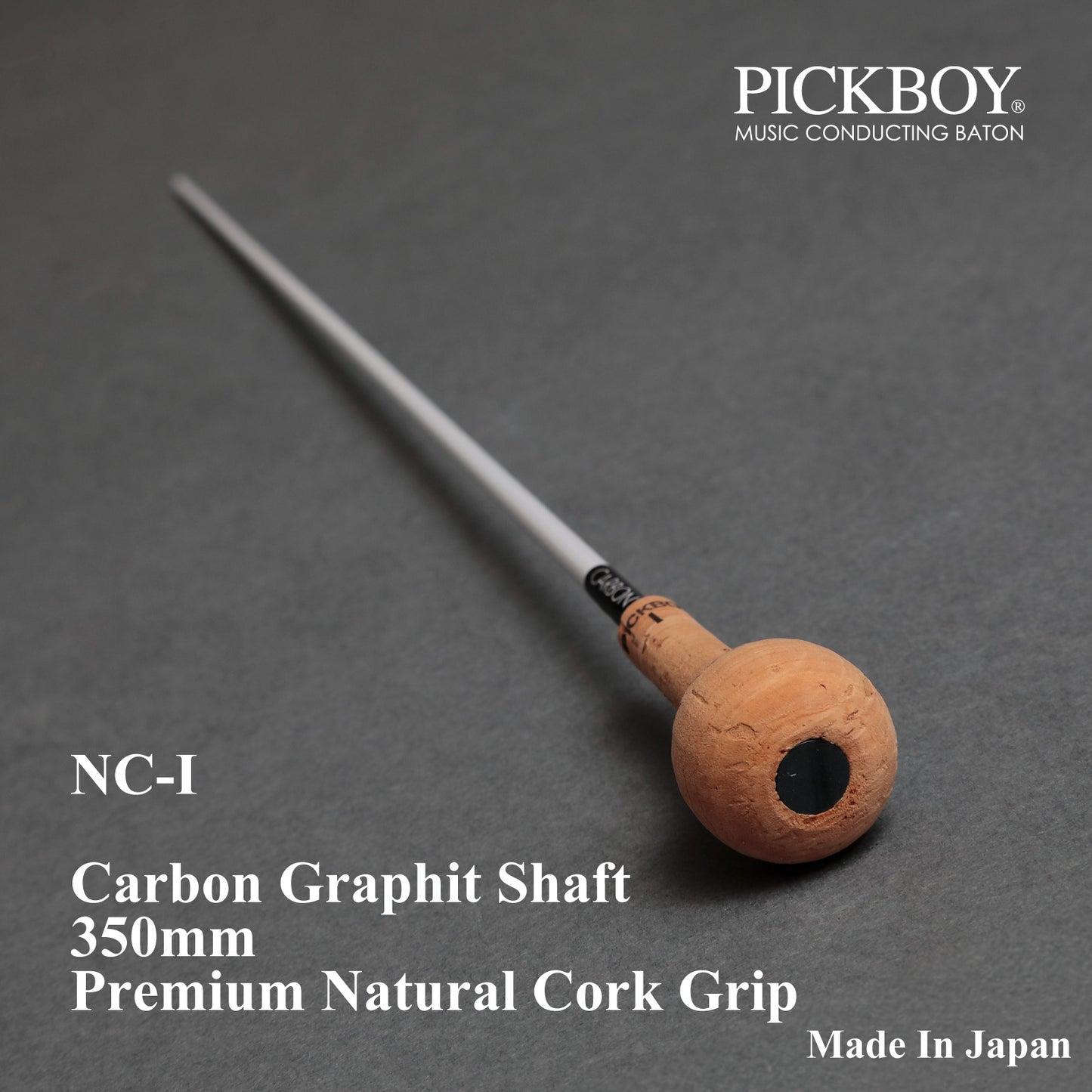 PICKBOY Conductor's Baton NC-I | Carbon Graphite Shaft &amp; Natural Cork Grip | 350mm