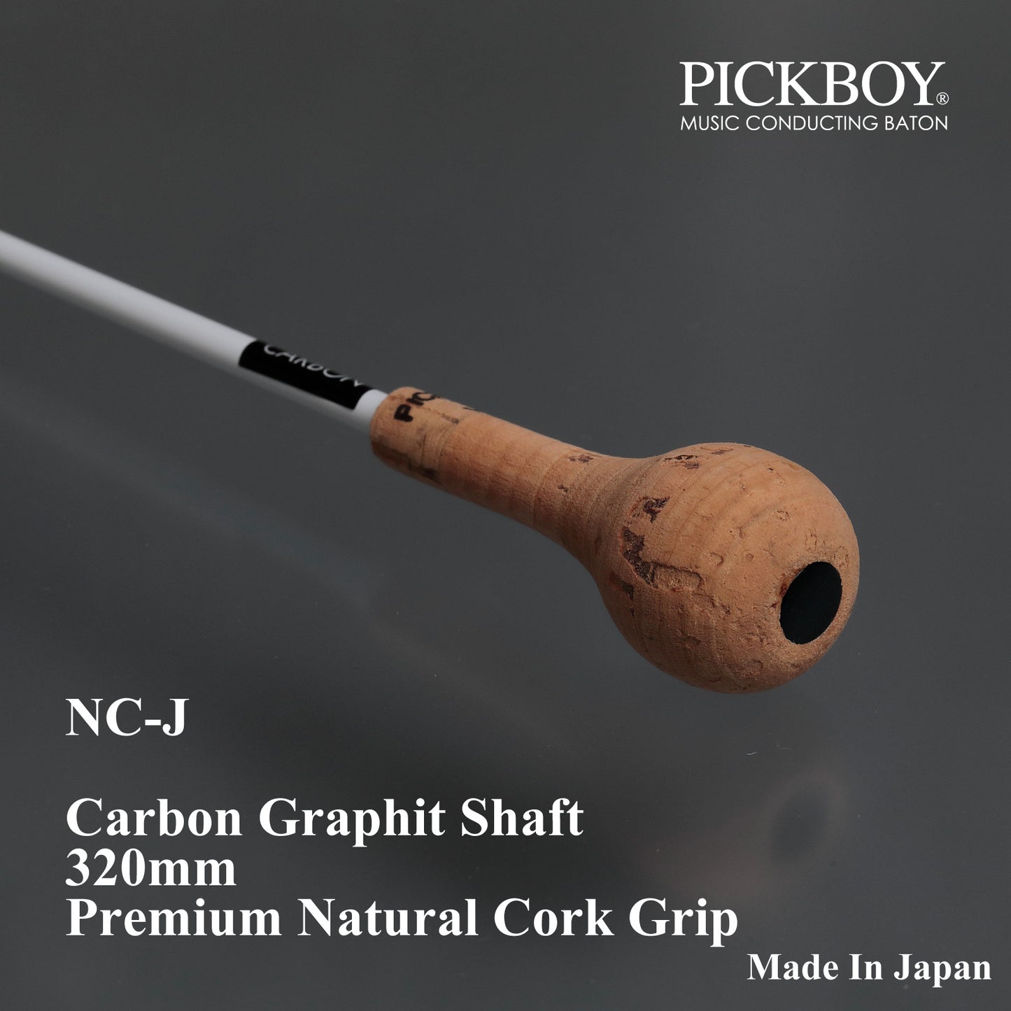 PICKBOY Conductor's Baton NC-J | Carbon Graphite Shaft &amp; Natural Cork Grip | 320mm