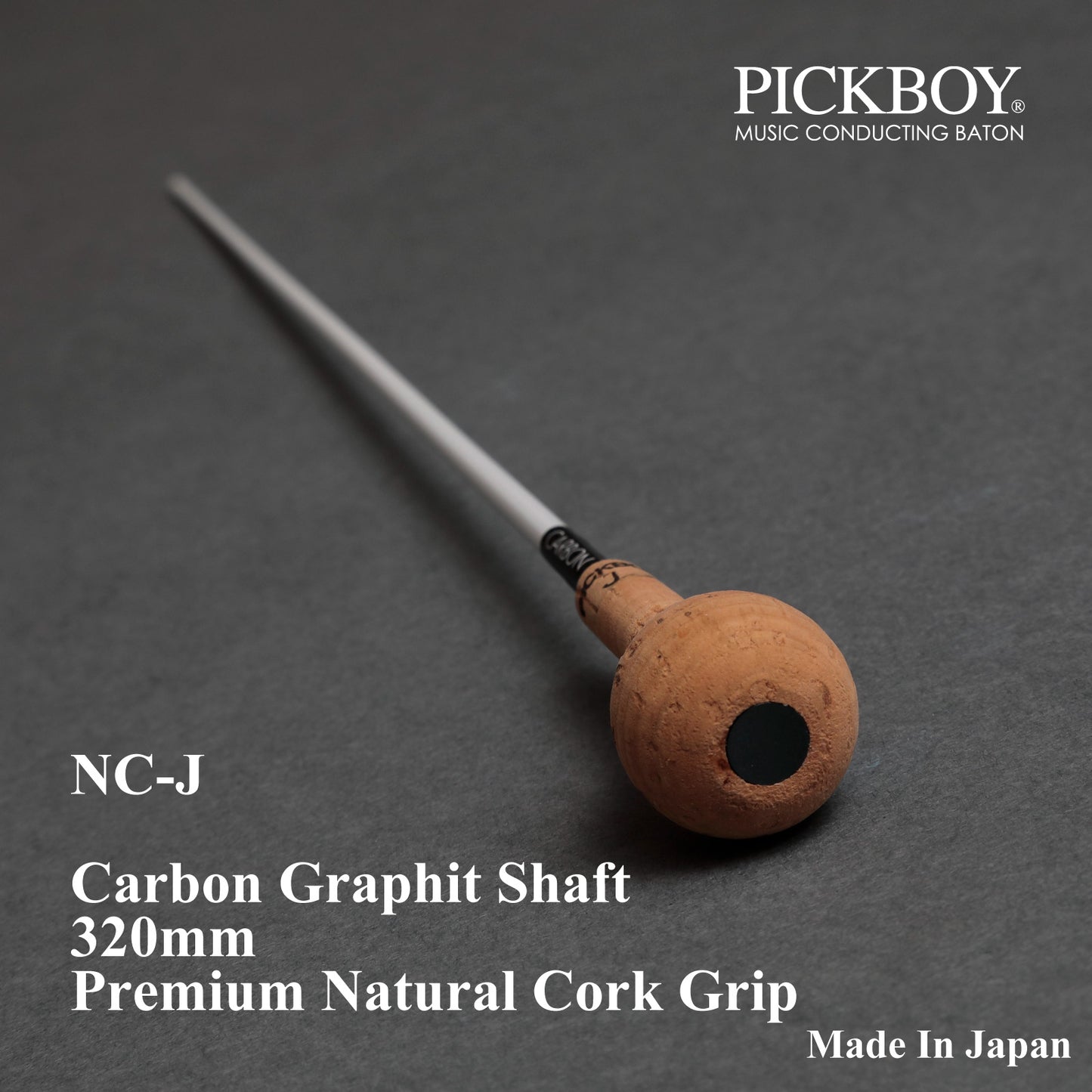 PICKBOY Conductor's Baton NC-J | Carbon Graphite Shaft &amp; Natural Cork Grip | 320mm