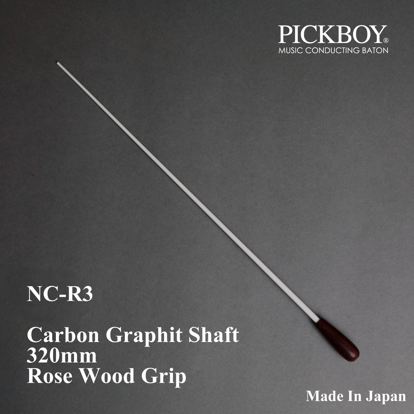 PICKBOY Taktstock NC-R3 | Schaft aus Carbongraphit &amp; Griff aus Palisander | 320mm