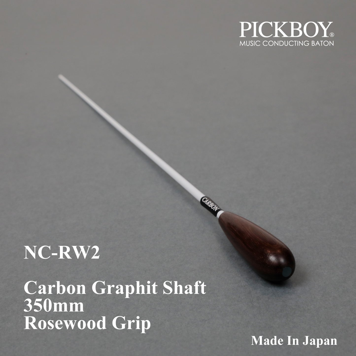 Baguette de chef d'orchestre PICKBOY NC-RW2 | Manche en graphite de carbone et poignée en palissandre | 350 mm