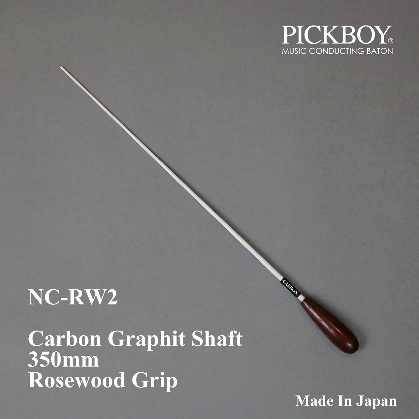 Baguette de chef d'orchestre PICKBOY NC-RW2 | Manche en graphite de carbone et poignée en palissandre | 350 mm