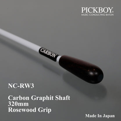 Baguette de chef d'orchestre PICKBOY NC-RW3 | Manche en graphite de carbone et poignée en palissandre | 320 mm
