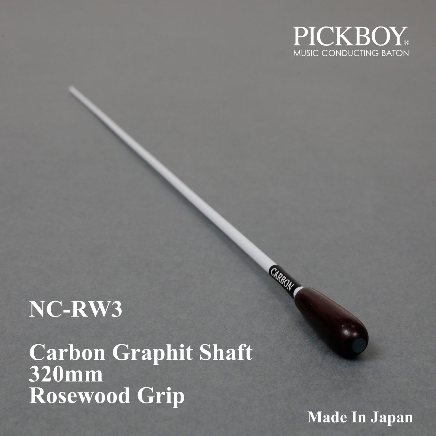 Baguette de chef d'orchestre PICKBOY NC-RW3 | Manche en graphite de carbone et poignée en palissandre | 320 mm