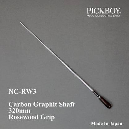 Baguette de chef d'orchestre PICKBOY NC-RW3 | Manche en graphite de carbone et poignée en palissandre | 320 mm