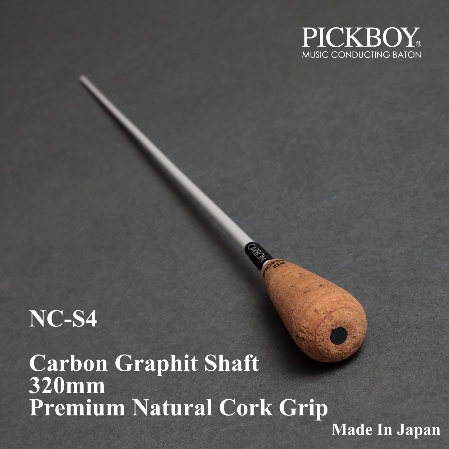 PICKBOY Taktstock NC-S4 | Schaft aus Carbon-Graphit &amp; Griff aus Naturkork | 320mm