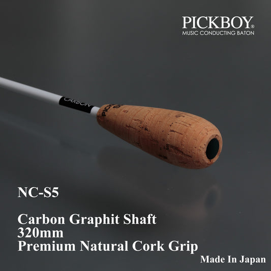 PICKBOY Taktstock NC-S5 | Schaft aus Carbon-Graphit &amp; Griff aus Naturkork | 320mm