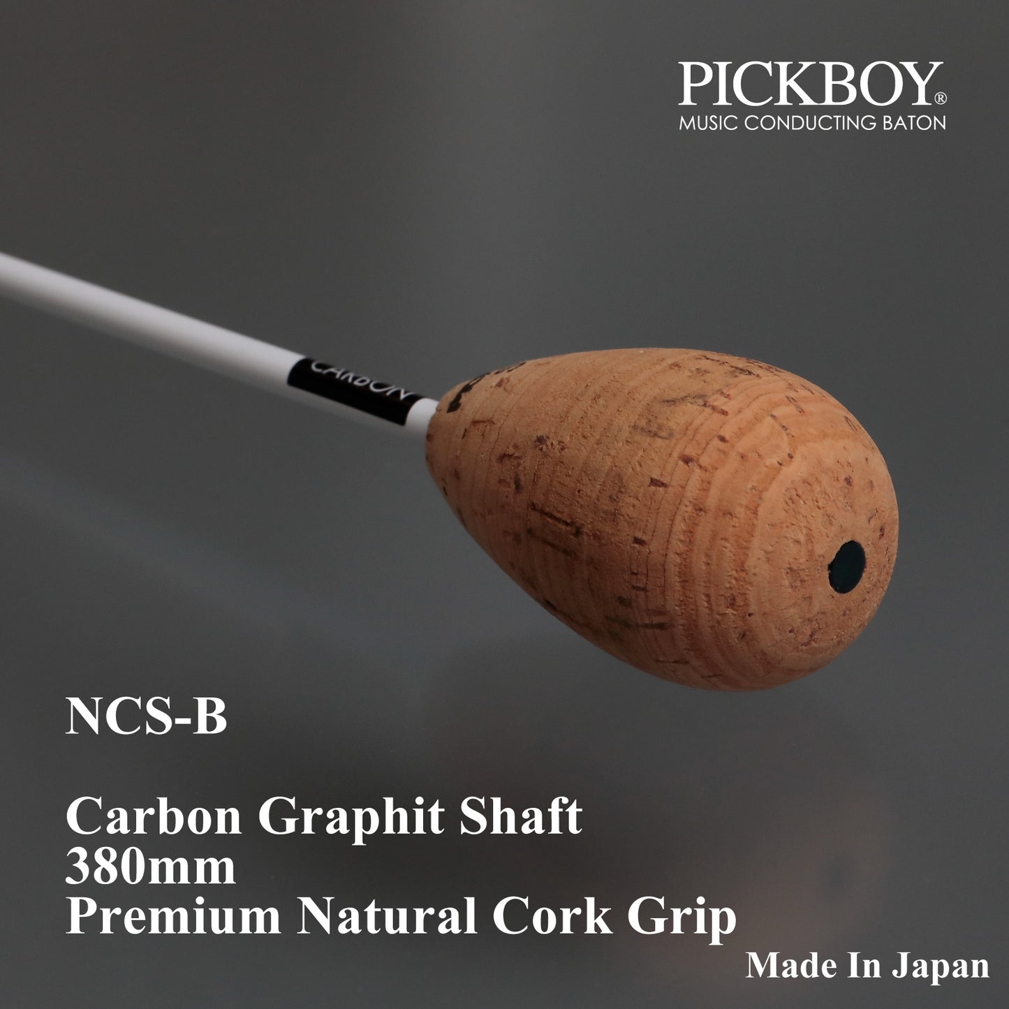 PICKBOY Taktstock NCS-B | Schaft aus Carbon-Graphit &amp; Griff aus Naturkork | 380mm