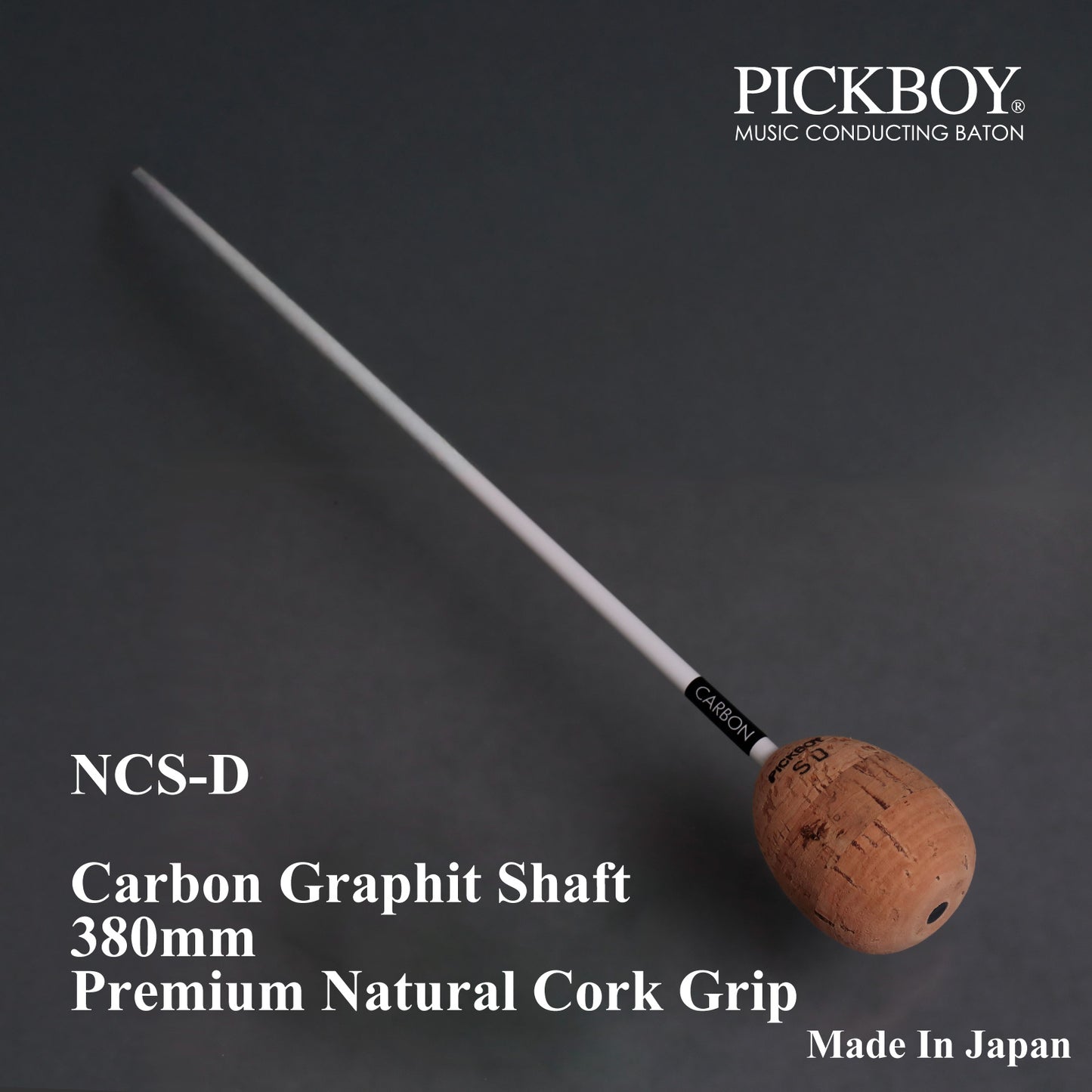 PICKBOY Taktstock NCS-D | Schaft aus Carbon-Graphit &amp; Griff aus Naturkork | 380mm