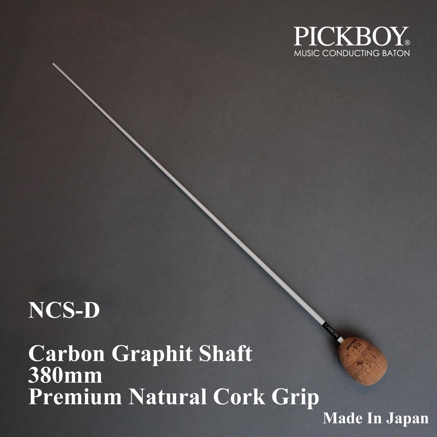 PICKBOY Taktstock NCS-D | Schaft aus Carbon-Graphit &amp; Griff aus Naturkork | 380mm