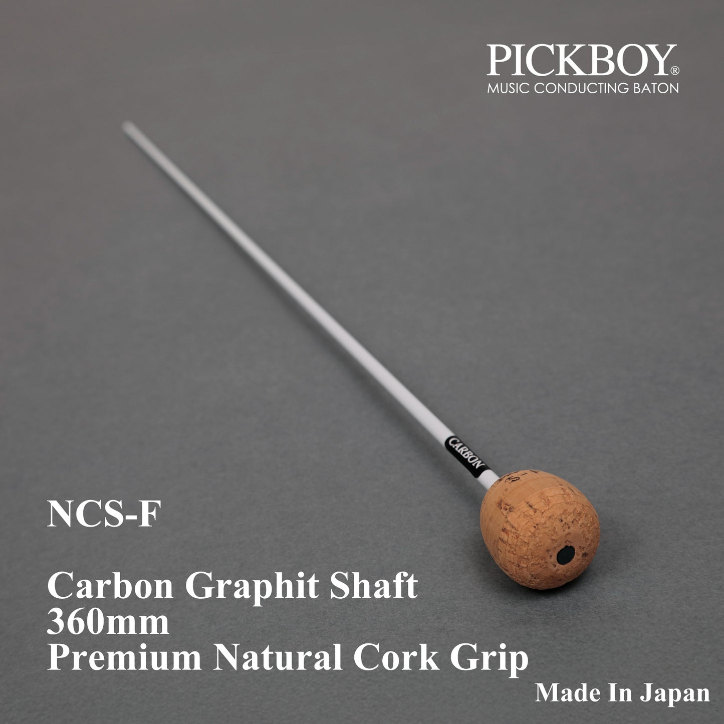 PICKBOY Conductor's Baton NCS-F | Carbon Graphite Shaft &amp; Natural Cork Grip | 360mm