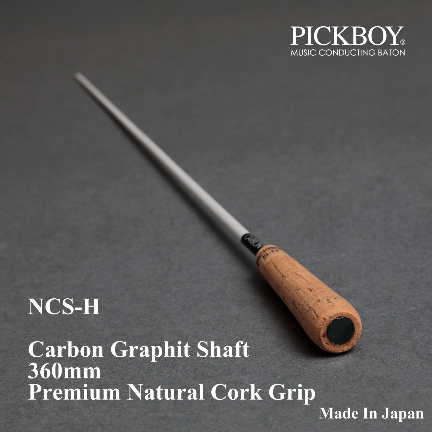 PICKBOY Taktstock NCS-H | Schaft aus Carbon-Graphit &amp; Griff aus Naturkork | 360mm