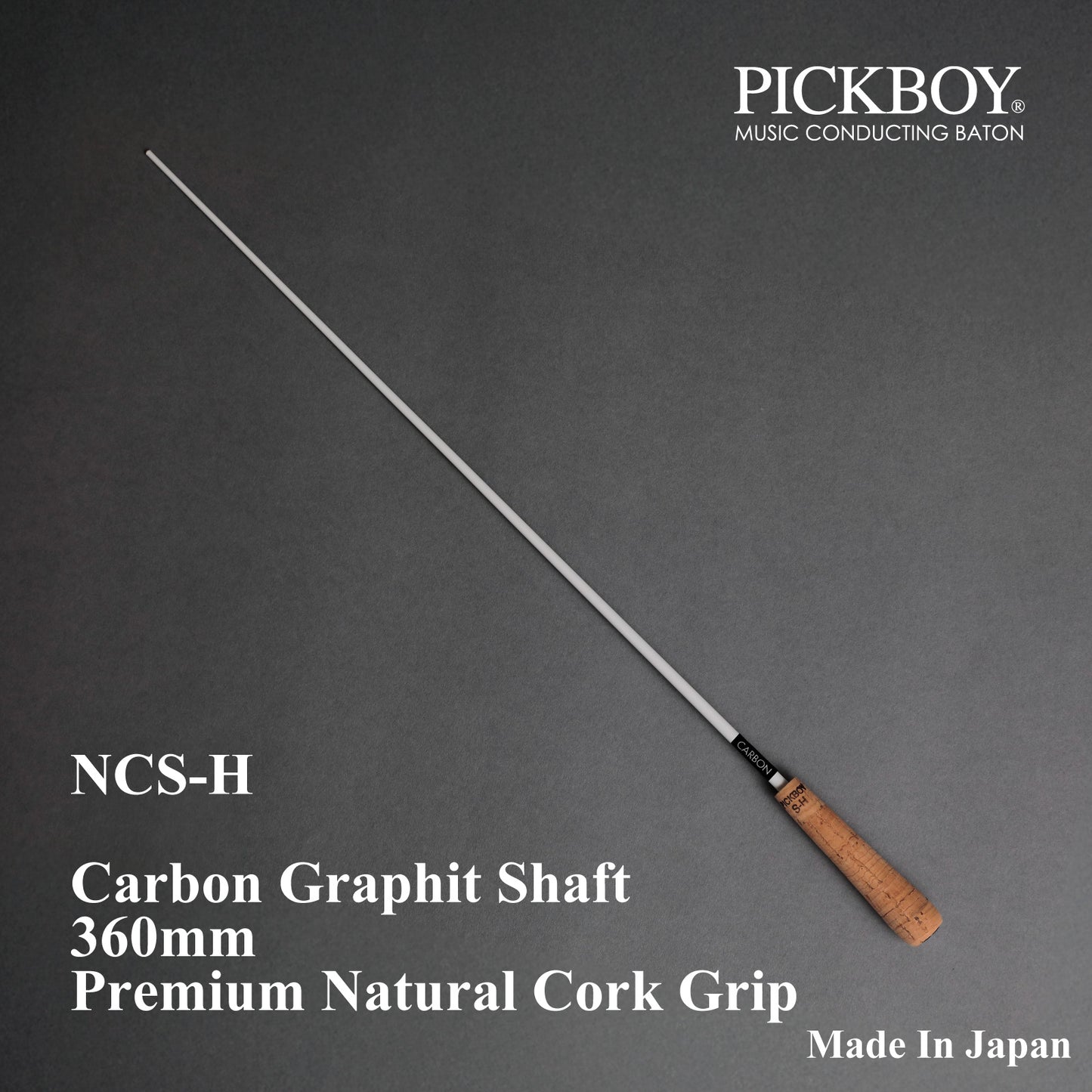 PICKBOY Conductor's Baton NCS-H | Carbon Graphite Shaft &amp; Natural Cork Grip | 360mm