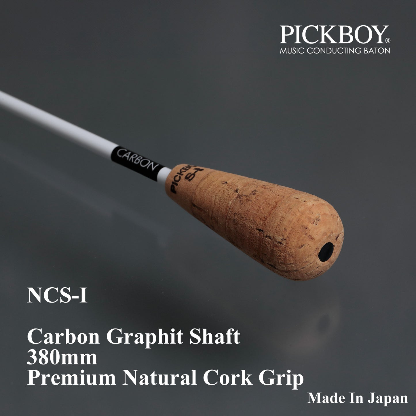 PICKBOY Taktstock NCS-I | Schaft aus Carbon-Graphit &amp; Griff aus Naturkork | 380mm