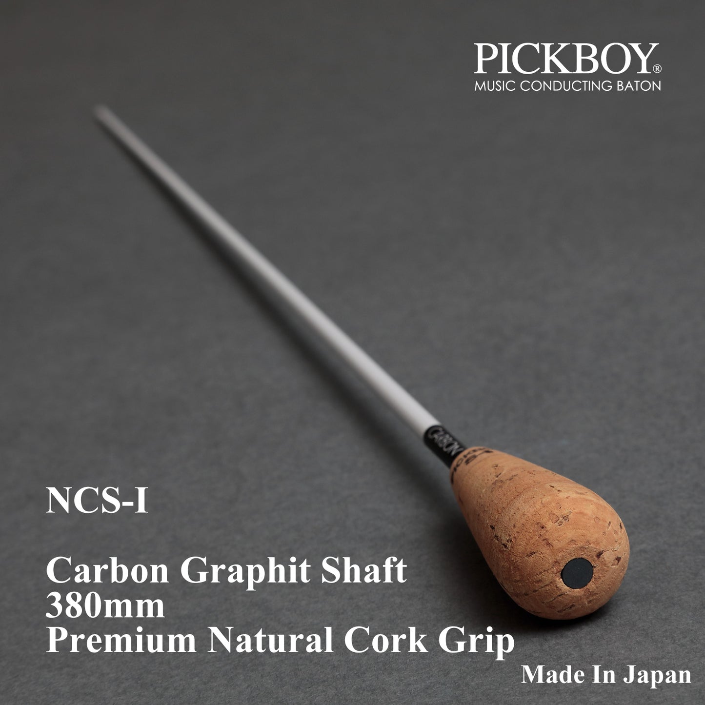 PICKBOY Conductor's Baton NCS-I | Carbon Graphite Shaft &amp; Natural Cork Grip | 380mm