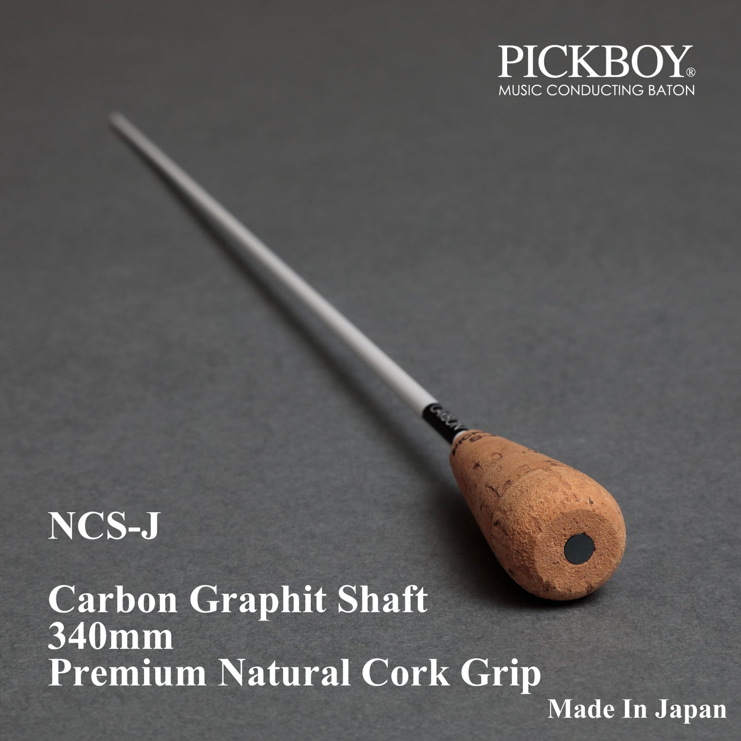 PICKBOY Taktstock NCS-J | Schaft aus Carbon-Graphit &amp; Griff aus Naturkork | 340mm