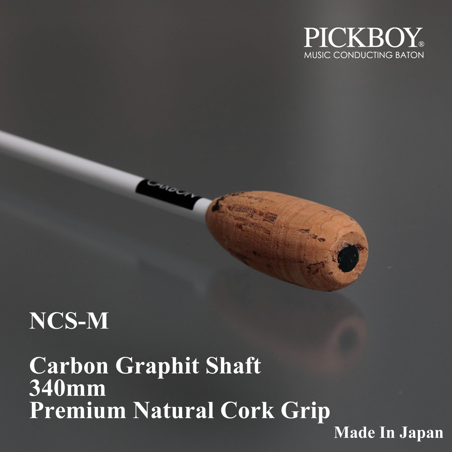 PICKBOY Conductor's Baton NCS-M | Carbon Graphite Shaft &amp; Natural Cork Grip | 340mm