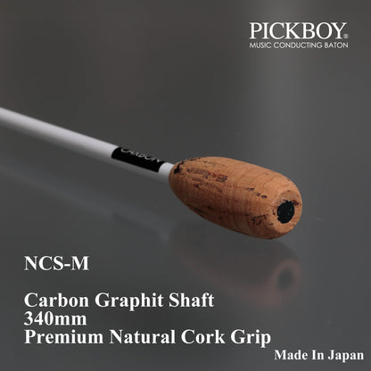 PICKBOY Conductor's Baton NCS-M | Carbon Graphite Shaft &amp; Natural Cork Grip | 340mm