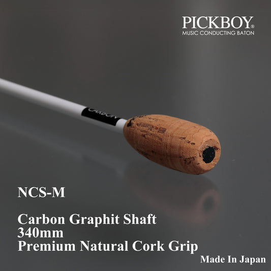 PICKBOY Taktstock NCS-M | Schaft aus Carbon-Graphit &amp; Griff aus Naturkork | 340mm