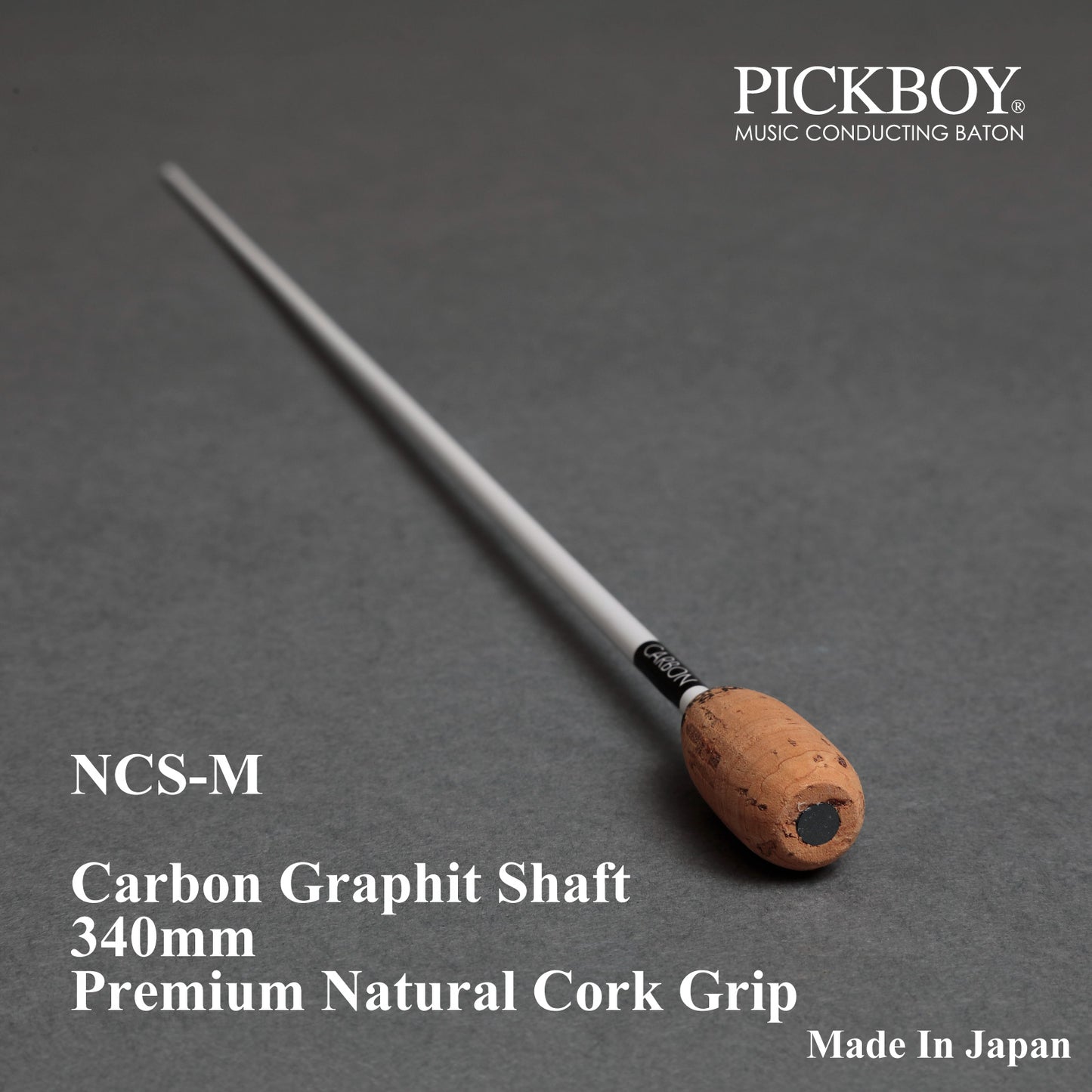 PICKBOY Taktstock NCS-M | Schaft aus Carbon-Graphit &amp; Griff aus Naturkork | 340mm