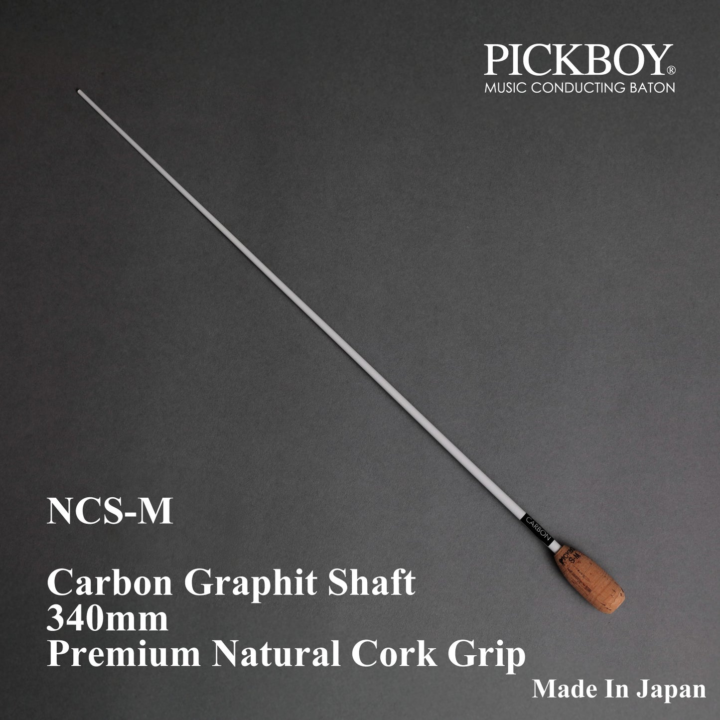 PICKBOY Conductor's Baton NCS-M | Carbon Graphite Shaft &amp; Natural Cork Grip | 340mm