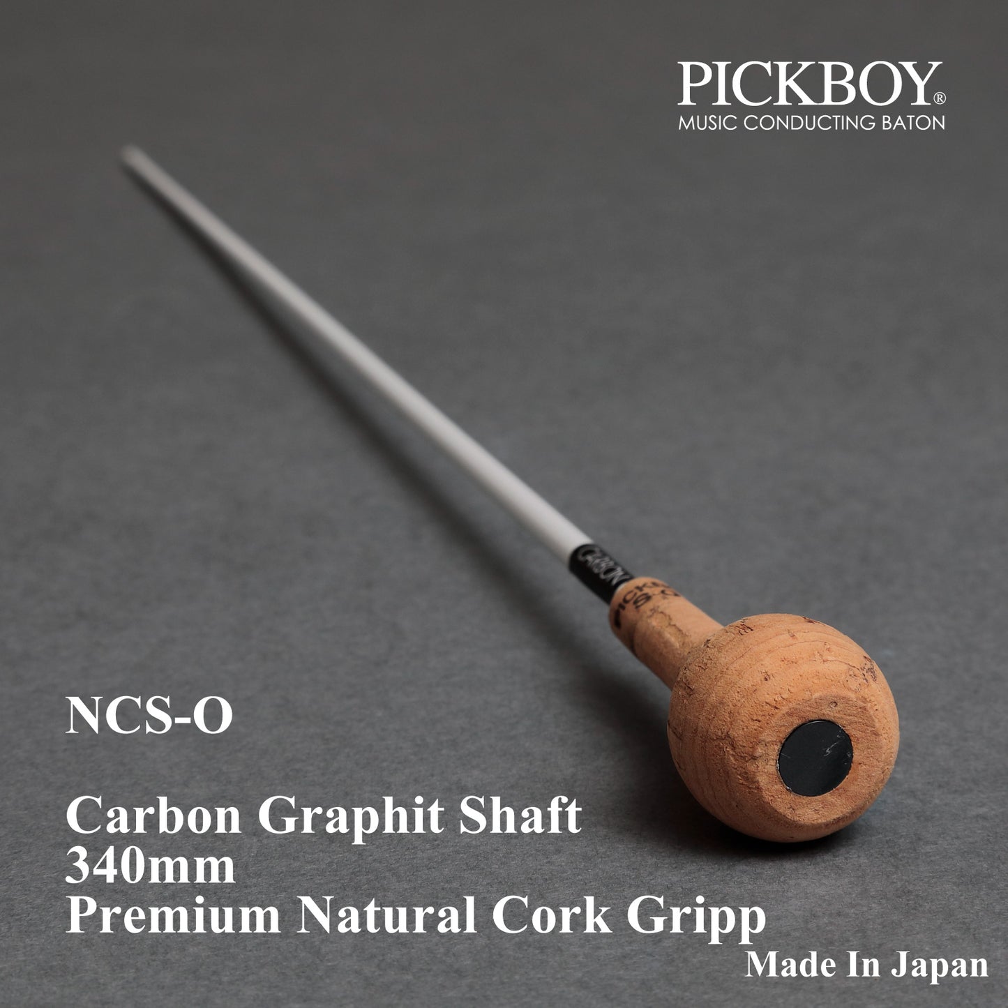 PICKBOY Conductor's Baton NCS-O | Carbon Graphite Shaft &amp; Natural Cork Grip | 340mm