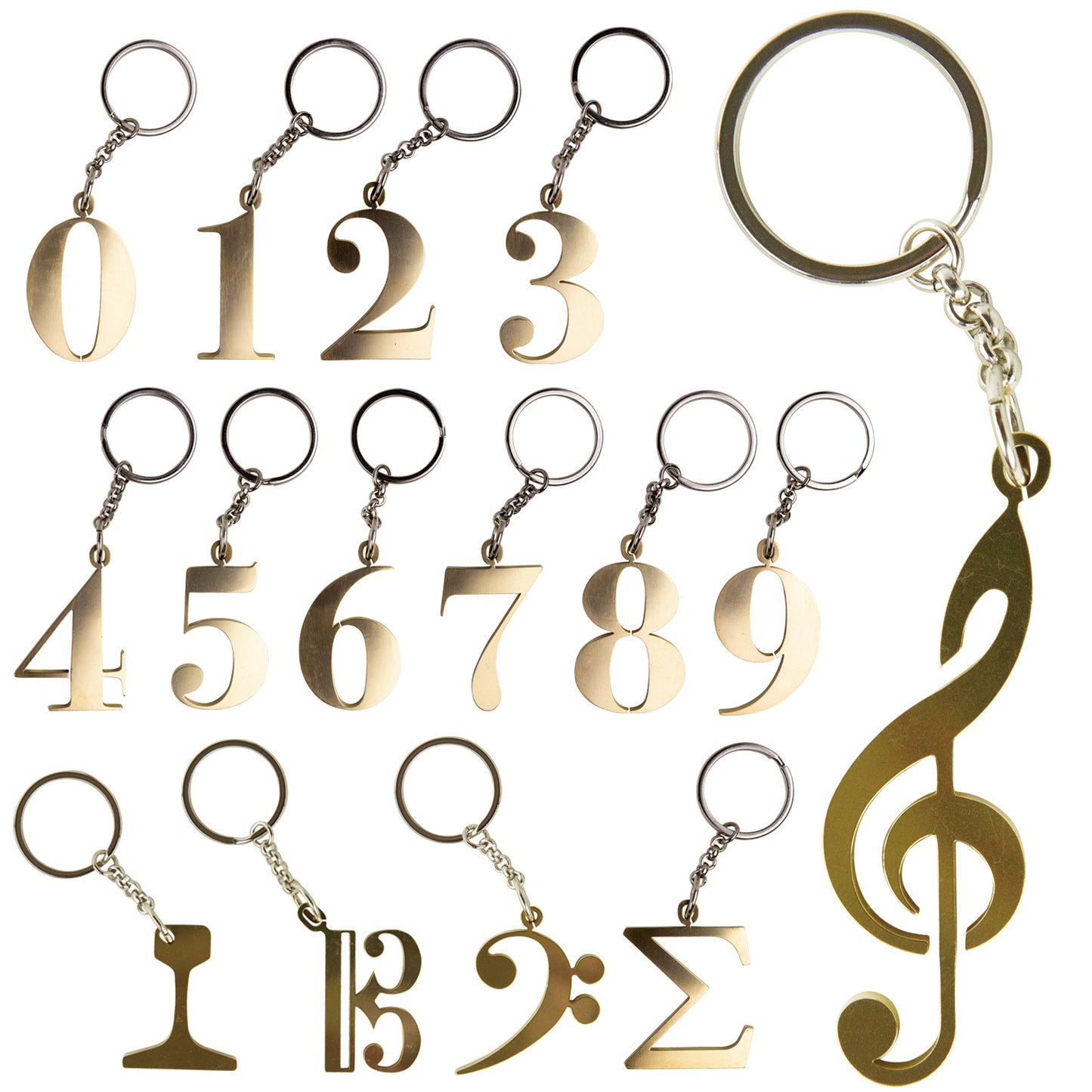 PICKBOY | Solid brass keychain [G clef/C clef/F clef/Σ/0~9] | *14 types in total